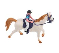 TOGEVAL Solid Plastic Horse Doll Decor with Rider Figurine Realistic Horse Sculpture for Home and Educational Displays Unique Farm Scene Decoration