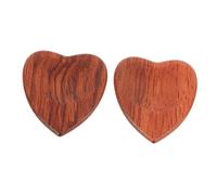 TOGEVAL Solid Wood Heart-shaped Guitar Picks 2pcs for Electric and Folk Guitars Wooden Plectrum Accessory