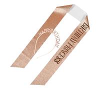 TOGEVAL Sparkly Rhinestone Birthday Sash and Headband for Adjustable Princess Headdress Belt Multi Functional Party Decor in Rose Gold