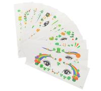 TOGEVAL St Patrick's Day Face Stickers 12 Sheets Shamrock Temporary Festival Party Body Decals for Adults and Boys and Girls Irish Holiday Makeup Accessories