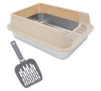 TOGEVAL Stainless Steel Cat Litter Box with Lid, Metal Litter Tray 40X30X20Cm, Deep Covered Kitty Toilet for Indoor Use, Suitable for Kittens, Rabbits, and Multiple Pets in Apartments