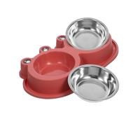 TOGEVAL Stainless Steel Double Pet Feeder Bowl with Non-slip Base and Innovative Moat Design No Spill Cat and Dog Food Water Bowl for Small and Medium Pets Cute Anti-ant Feeding