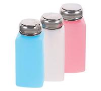TOGEVAL Stainless Steel Nail Polish Remover Pump Bottle Set 3pcs 250ml Liquid Pressing Bottles for Home and Salon Use Mixed Colors Random Color
