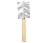 TOGEVAL Stainless Steel Pet Hair Grooming Brush with Wood Handle Double Sided Fine and Teeth Comb for Dogs and Cats Dematting and Deshedding Tool for Knot and Matted Fur
