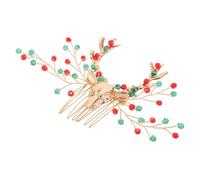 TOGEVAL Sturdy Iron Crystal Christmas Reindeer Headwear Bow Headwear Deer Antlers Hair Clip Bridal Hair Vine Perfect for Holiday Events