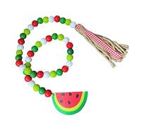 TOGEVAL Summer Watermelon Wood Bead Garland Hanging Decoration for Home Farmhouse Tiered Tray Rustic Party Decor