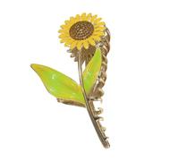 TOGEVAL Sunflower Claw Clip for Thick Hair Sturdy Metal Floral Hair Clamp with Non-slip Grip for Women Summer Outings and Festivals