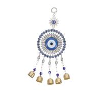 TOGEVAL Sunflower Evil Eye Hanging Charm with Bell Handmade Wind Chime Pendant for Car Rearview Mirror Outdoor Garden Decor Spiritual Protection Ornament for Home and Vehicle