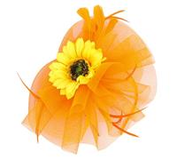 TOGEVAL Sunflower Fascinator Headband Orange Mesh Flower Wedding Party Hair Accessory for Women Elegant Tea Party Headdress Clip for Festival and Race Events