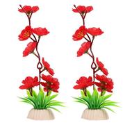 TOGEVAL Sushi Plate Artificial Flower 2Pcs Red Decorative Ornament for Japanese Sashimi and Cold Food Display
