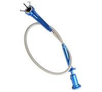TOGEVAL Telescopic Magnetic Pickup Tool with Four-Claw Grabber, Blue Extendable Magnet Stick with LED Light for Automotive Screw Retrieval and Construction Tool Use