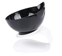 TOGEVAL Tilted Cat Food Bowl with Neck Protection Anti-spill Single Pet Feeder for Cats Plastic Black Color Suitable for Feeding Food and Water