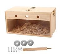 TOGEVAL Transparent Wooden Bird House for Parakeet Nesting Box with Hollow Feeding Safe Natural Material Breeding Box for Cockatiel Lovebird and Australian Parrots Garden Bird Nesting Home