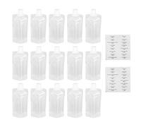 TOGEVAL Travel Storage Pouches 15Pcs 100Ml Refillable Lotion Bags with Labels Cosmetic Sub-Packing Set for Shampoo Conditioner Creams Skincare Essentials