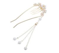 TOGEVAL U Shaped Hairpin with Pearl Tassel Elegant Asian Hair Accessories Lightweight Floral Hair Fork for Weddings Proms and Formal Events Comfortable Secure Grip