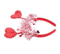 TOGEVAL Valentine'S Day Heart Headband for Women, Red Sequin Heart Hair Accessory with Tricolor Streamers, Cupid Headband for Valentine'S Party Decoration and Costume