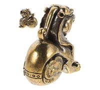 TOGEVAL Vintage Brass Pi Yao Tea Pet Figurine Feng Shui Wealth Charm Sculpture for Desk Tea Table Solid Brass Craftsmanship Symbol of Prosperity and Luck Home Ornament
