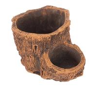 TOGEVAL Vintage Driftwood Flower Pot Cement Stump Planter for Succulent Plant Pot Artificial Small Plant Container