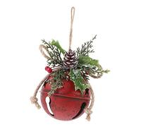 TOGEVAL Vintage Red Iron Christmas Bell Pendant DIY Hanging Decor Pine Cone Berry Festival Ornament for Xmas Tree Ceiling Party Background Holiday Craft Decoration