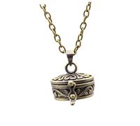 TOGEVAL Vintage Round Pet Urn Necklace Copper Memorial Pendant for Ashes Keepsake Cremation Jewelry Gift for Pet Loss Comfort