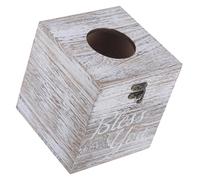 TOGEVAL Vintage Solid Wood Tissue Box Cover, Flip-top Napkin Holder, 14.8x14.8x15.8cm Rectangle Desktop Paper Towel Dispenser for Living Room and Bedroom