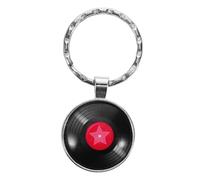 TOGEVAL Vinyl Record Keychain Cabochon Unique Music Charm Keyring for Backpack Pendant
