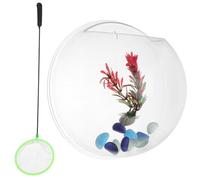 TOGEVAL Wall-mounted Transparent Acrylic Fish Bowl Hanging Aquarium Vase for Plants and Fish Lightweight Hydroponic Planter with Accessories Modern Decorative Tank for Home and Office