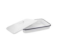 TOGEVAL Wear Resistant Rectangular Enamel Baking Tray with Lid Multi Use Oven Pan for Pancakes Crepes and Roasting Fast Heat Transfer Easy Clean Kitchen Bakeware