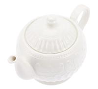 TOGEVAL White Ceramic Afternoon Tea Teapot with 900cc Large Capacity Delicate Embossed Leaf Design Elegant Decorative Tea Pot with Friends at Home or Desktop Adornment