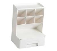 TOGEVAL White Plastic Pencil Holder Multi-functional Desk Storage Box with Smooth Edges for Stationery Storage Rack for Students and Office Workers