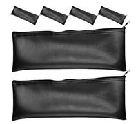TOGEVAL Wireless Microphone Storage Bag Pu Leather Zipper Case 6pcs Long Portable Dustproof Mic Pouch Outdoor Travel Compatible with Handheld Microphones