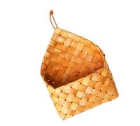 TOGEVAL Wood Woven Hanging Flowerpot Basket Khaki Decorative Storage Basket for Letters and Household Supplies Creative Natural Handcrafted Holder Plant and Handcraft Lovers Home and