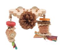 TOGEVAL Wooden Bird Perch Stand with Small Chew Beads Natural Wood Parrot Cage Accessory Platform to Increase Pets Activity Space Suitable for Parrots and Birds Mountable with Screw