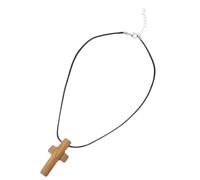 TOGEVAL Wooden Cross Necklace for Men Hand Carved Christian Pendant Cord Faith-Based Crucifix Jewelry Easter Religious Charm Accessory