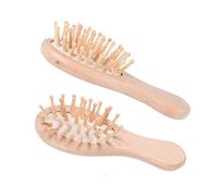 TOGEVAL Wooden Cushion Hair Brush White Airbag 12x4x3cm Scalp Massage Comb Mini Paddle Brush for Home and Hotel Use