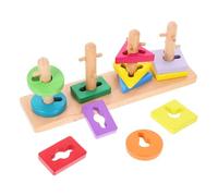 TOGEVAL Wooden Geometrical Building Blocks Set for Educational Shape Color Puzzle Cognitive Learning Activity for Logical Thinking Development Montessori-inspired Fine Motor Skills