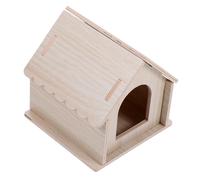 TOGEVAL Wooden Hamster Hideout House for Small Pets Wear-Resistant Rodent Shelter Adorable Hamster Cage Accessory Natural Wood Design