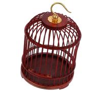 TOGEVAL Wooden Hanging Bird Cage Small Animal Carrier with Dome Top, Decorative Birdcage for Budgies and Hamsters, Outdoor Suitable Pet Cage in Golden Sandalwood