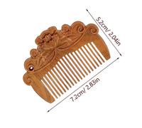 TOGEVAL Wooden Mini Comb Peony Carving 8cm Embossed Wooden Hair Styling Comb for Women and Men for Household and Travel Use