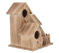 TOGEVAL Wooden Parrot Nesting House Multi Bird Hideout for Parakeets Small Birds Outdoor Garden Nest Box Shelter Warm Breeding Cottage with Rustic Finish