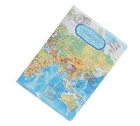TOGEVAL World Map Design Blue Passport Cover Travel Document Holder with Slim Lightweight PVC Material, Credit Card Slots, and Personal Information Protection for Travel