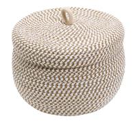 TOGEVAL Woven Cotton Rope Storage Basket with Lid, round Small Organizer Basket for Home Desktop, Sundries and Egg Storage Bin, Decorative Key and Miscellaneous Holder