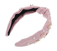 TOGEVAL Woven Headband Imitated Pearls Bowknot Design Lightweight Fabric Suitable for Women Commuting and Everyday Wear Fashion Hair Accessory in Lotus Pink