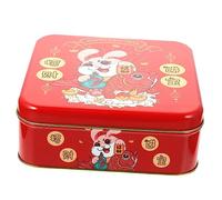 TOGEVAL Year of The Rabbit Candy Box and Sweets Container, Square Chinese Style Cookie Storage Holder Festive Lucky Bag Design for Party and Packaging