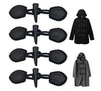 Toggle Buttons 4Pcs PU Leather Duffle Coat Toggles, Vintage Sew-On Toggles Closures with Resin Horn Button for Coat Cape Cardigans Clothing Buttons Replacement