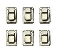 Toggle Catch Locks for Suitcase, Trunk, and Storage Box - 6-Pack Nickel-Plated Iron Latch Clasp Clips with Screws, 38 x 25 mm, Heavy-
