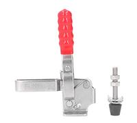 Toggle Clamp, 304 Stainless Steel, Red and Black, 227kg Holding Capacity - Quick Release, Rubber Pressure Tip, Vertical Design for Workshop and Industrial Use