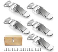 Toggle Clamps with Screws, OIHCAZ 5pcs Stainless Steel Spring Latches Hasps, Individually Wrapped Clasp Lock Catch Clamp Clip for Case Cabinet Drawer Toolbox