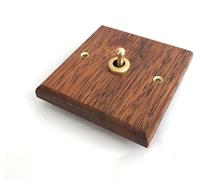 Toggle Dimmer Switch, 86 Type Manual Toggle Light Switch Retro Solid Wood Industrial Style Lever Dual Control 1-4 Gang 2 Way Wall(1 Gang)