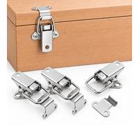 Toggle Latch, 90° Tension Clasp Spring Loaded Latch for Boxes(Silver 4 Pcs) | Toggle Clamps, Quick Release Stainless Steel Tension Clasp, Catch Clamp Clip for Mailbox, Cabinet, Box, Case, Toolbox